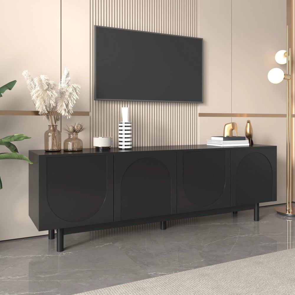 Mobile TV Lowboard ¨C Xylo ¨C Nero, 175x38x56 cm, Ripiani Regolabili