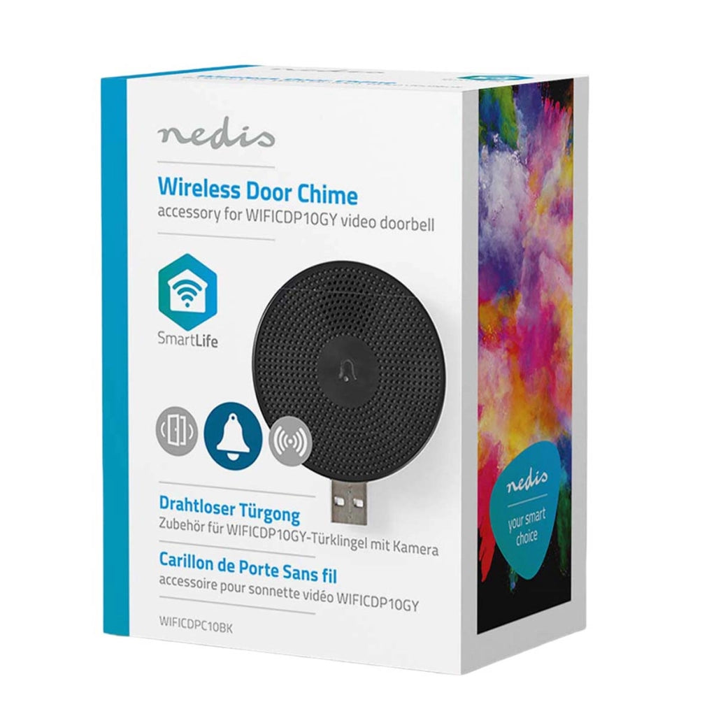 Campanello per Porte Senza Fili USB per Video Campanello Frequenza 433 Mhz Nero Nedis