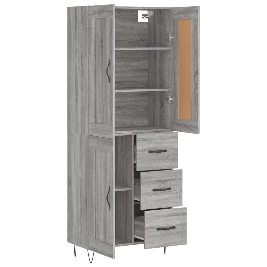 Credenza Grigio Sonoma 69,5x34x180 cm in Legno Multistrato 3200039