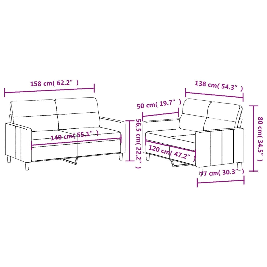 vidaXL Set di Divani 2 pz con Cuscini Marrone in Tessuto
