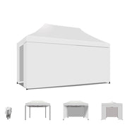 Taman Tenda / Gazebo Per Giardino 3X4,5 Mt Impermeabile Tendone Pieghevole Per Fiere E Mercati Con Teli Laterali Colore Bianco