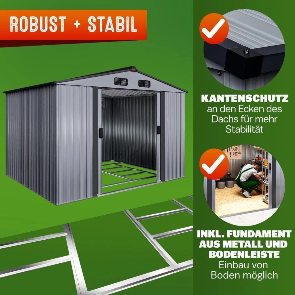 ® Casetta per Attrezzi da Giardino Capanno in Metallo da Esterno 5m² con Base 260x205x180cm Capannone XXL