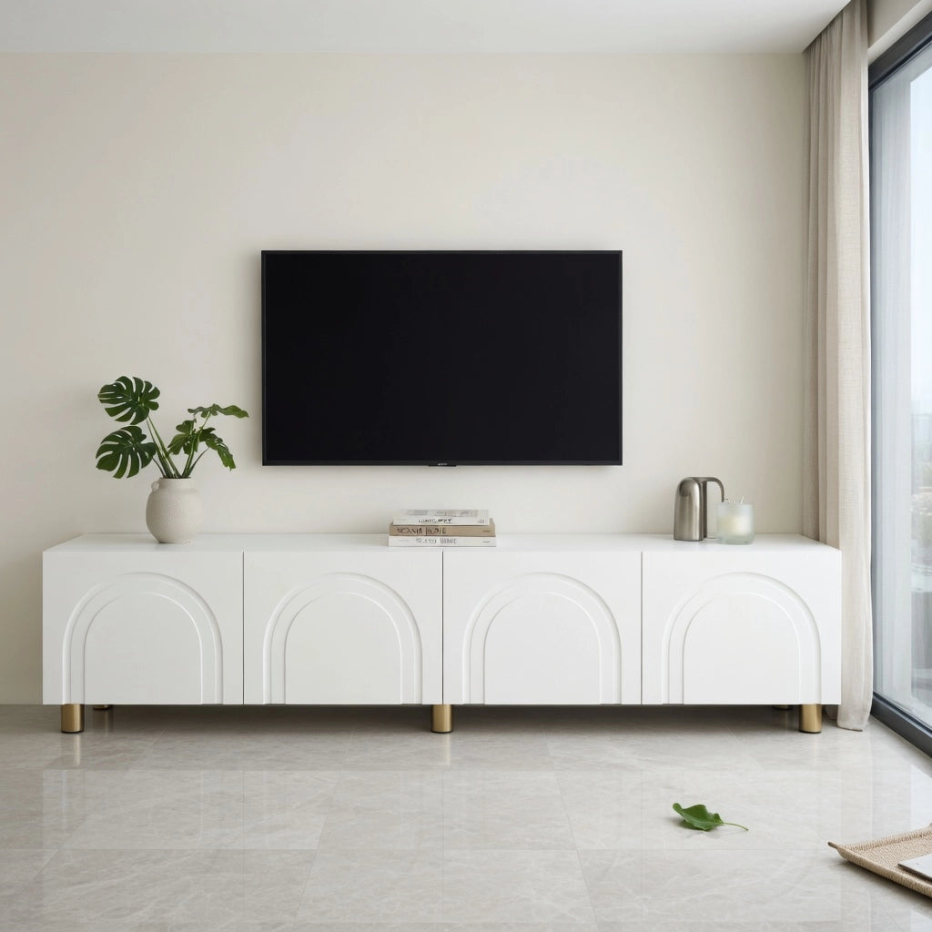TV-Schrank bianco in MDF e truciolare lunghezza 180 cm
