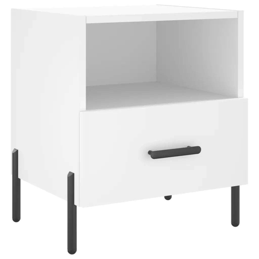 Set di 2 Comodini | Armadio da Notte | Mobiletto da notte Bianchi 40x35x47,5 cm in Legno Multistrato