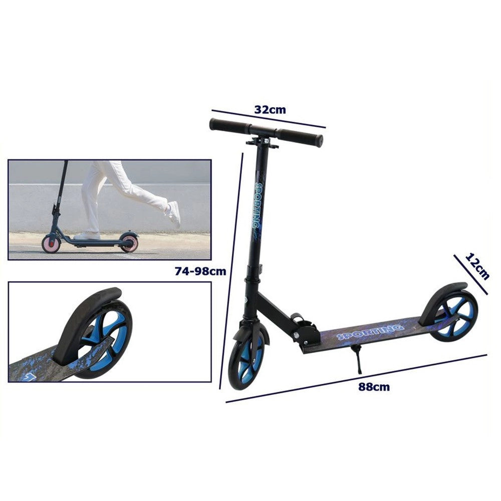 Trade Shop - Monopattino 2 Ruote Altezza Regolabile Veloce Leggero Versatile Adulti Ragazzi -