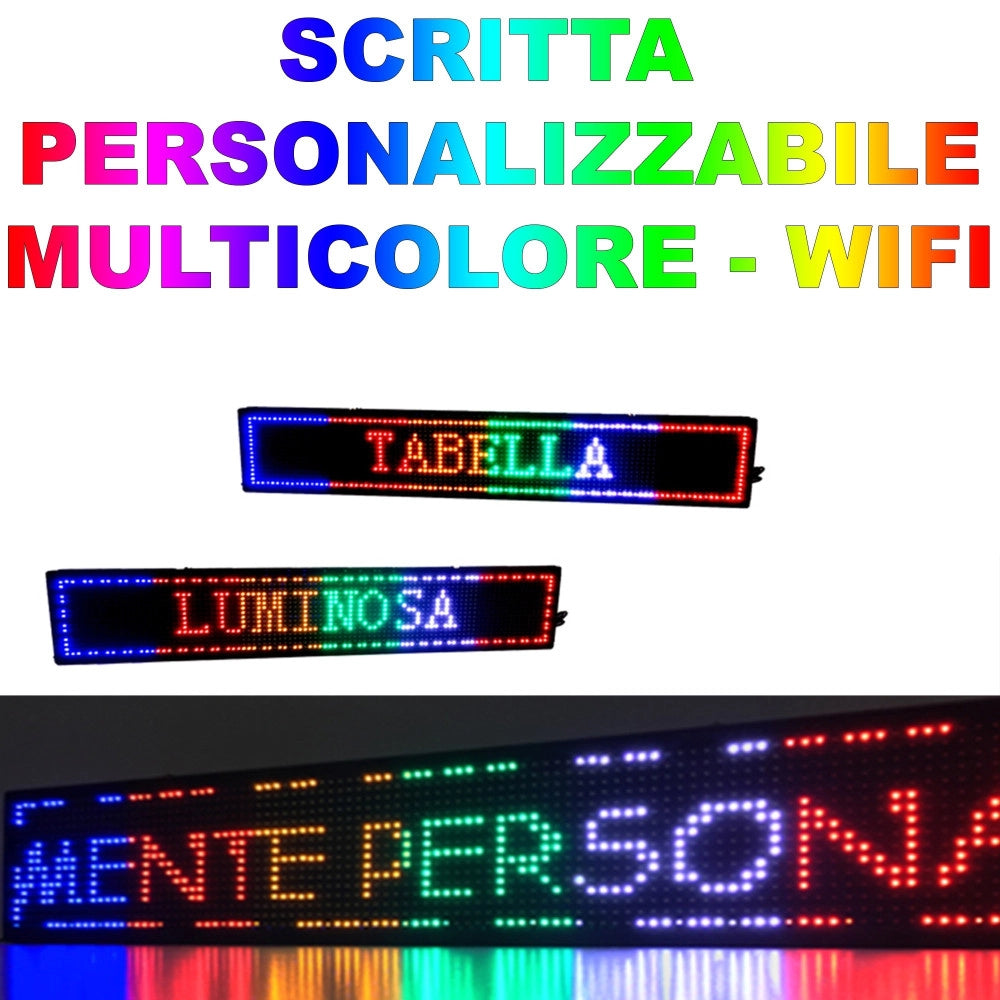 Trade Shop - Insegna Luminosa A Led Scritta Personalizzata Scorrevole Tabella 200 X 40 Cm -