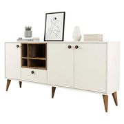 Madia Lucertola, Credenza 4 Ripiani, 180x35x81h cm Bianco Crema