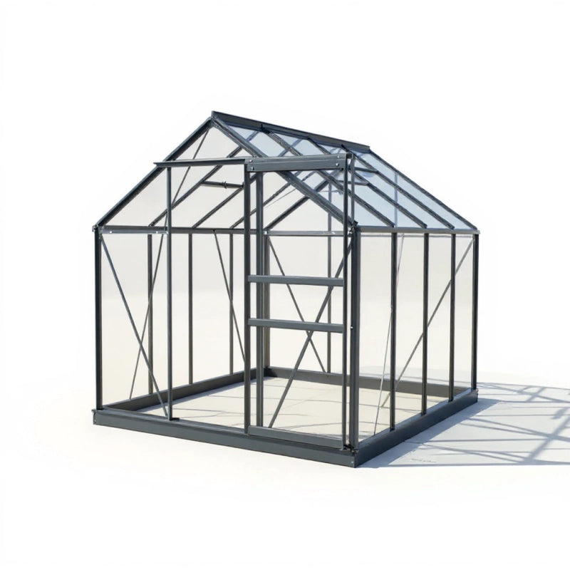 Serre en verre SEKURIT 86 4 mm + Base - 4.65 mÂ² - Gris anthracite