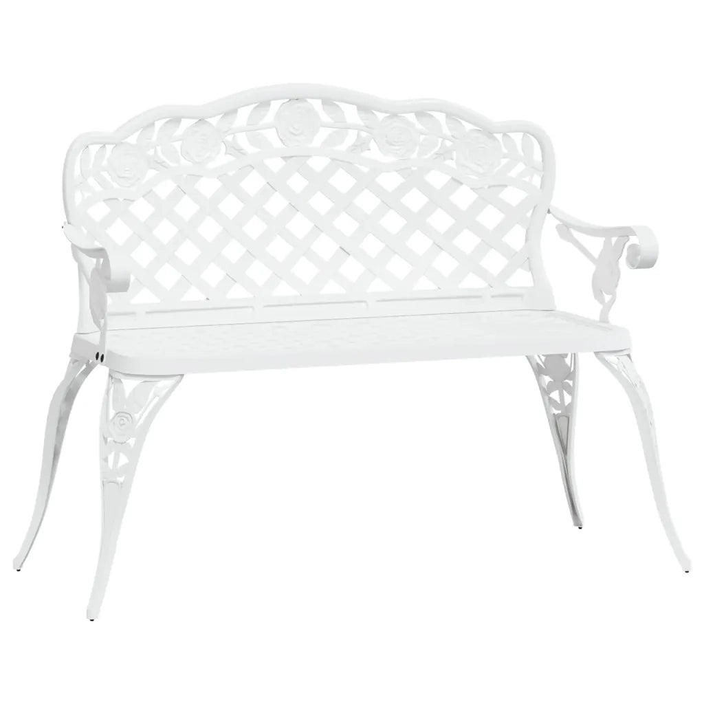 Panchina da Giardino 108 cm in Alluminio Pressofuso Bianca 317742