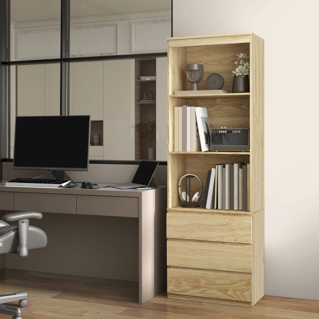 Libreria con cassetti ¨C zephmum ¨C legno effetto rovere 60x35x180 cm