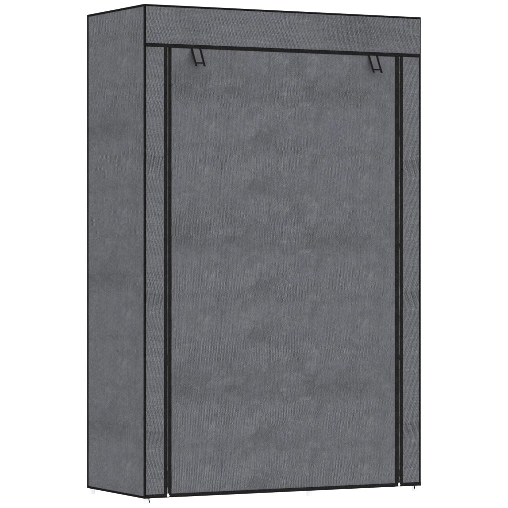 Armadio con ante in tessuto ¨C zephmum ¨C 6 ripiani, appendiabiti, grigio scuro
