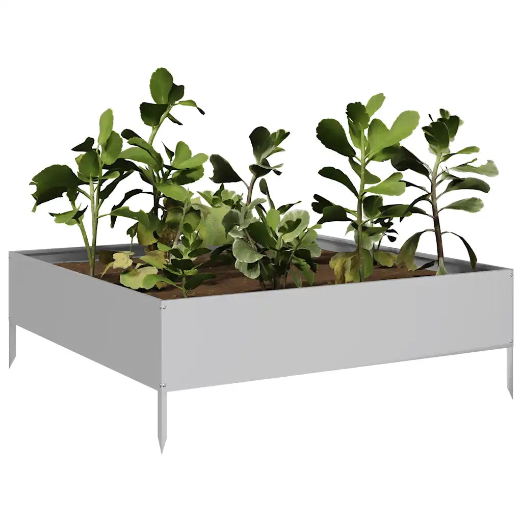 Fioriera Rialzata da Giardino-Vaso da Esterno-Fioriera Elevata 100x100x33,5cm in Acciaio Zincato