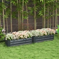 Set di 2 Letti per Orto in Lamiera Ondulata, 100L x 50l x 30H cm, Grigio