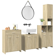 vidaXL Set Mobili da Bagno 4 pz Rovere Sonoma in Legno Multistrato