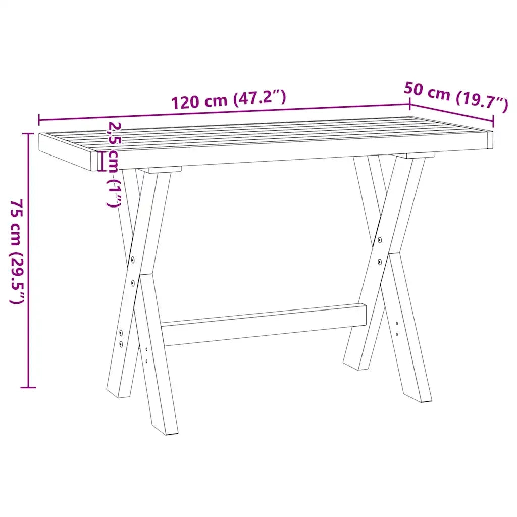 Scrivania NOAIN Gambe a Forma di X 120x50x75 cm Legno Massello 4100040