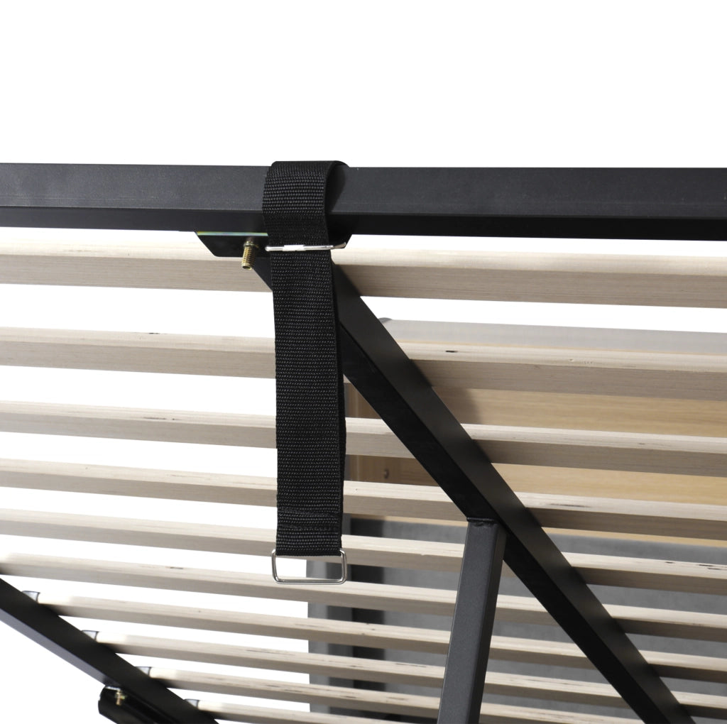 Letto imbottito 140x200 cm con contenitore idraulico; LED; USB e Type-C in velluto grigio