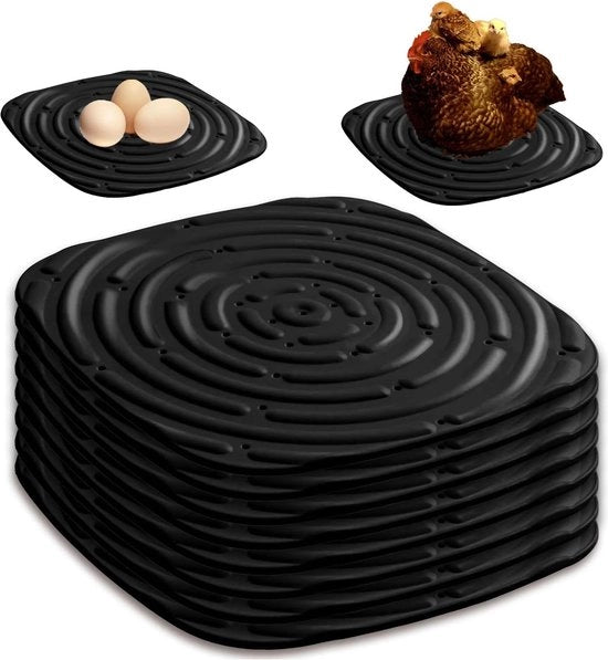 Pavimento per pollaio - 30 x 30 cm - Pacchetto da 8 - Riciclabile - Lavabile - Per pollaio - Uovo - Mat - Per polli - Anatra - Nero