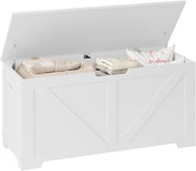Panca Portaoggetti, Panca Contenitore Ingresso 100x40x47 cm, Cassapanca Contenitore Interno 76 L, Poggiapiedi da Divano, Corridoio, Camera da Letto, Soggiorno, Bianco