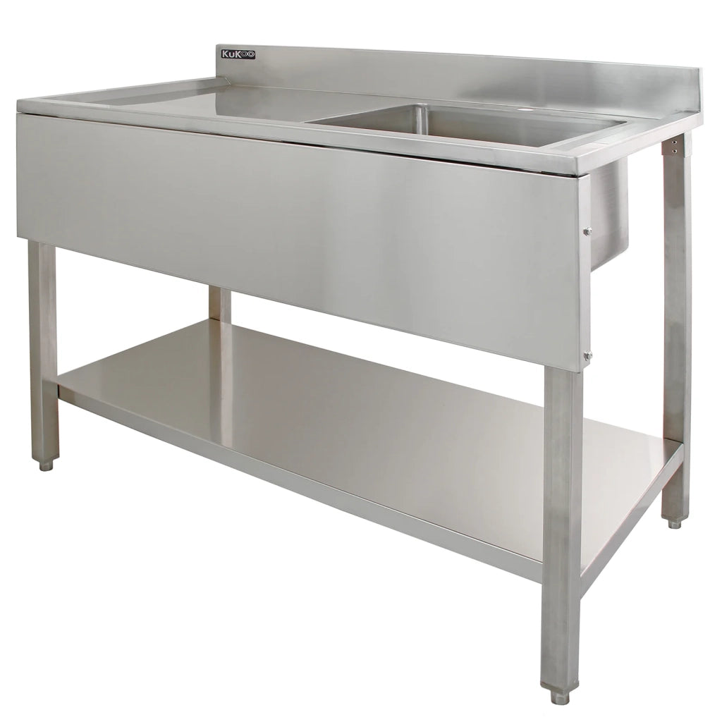 Lavandino Commerciale da Cucina 1 Vasca Inox con Sgocciolatoio a Sinistra