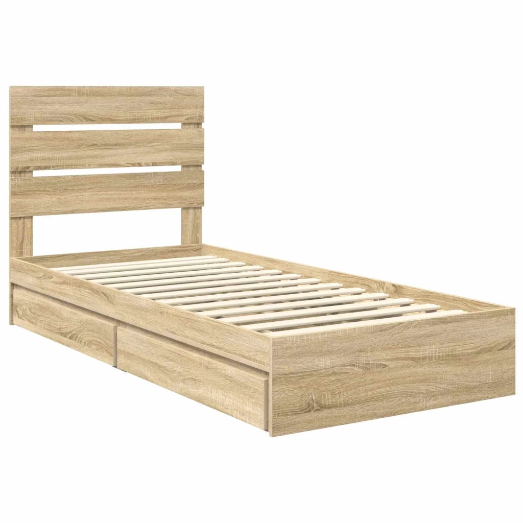 Letto con Contenitore con testiera Rovere Sonoma 90 x 190 cm