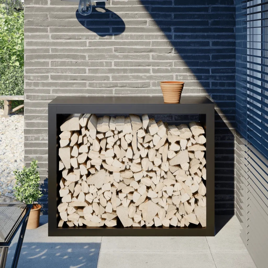 Rastrelliera per Legna da Ardere-Portalegna Nera 100x40x80 cm in Acciaio