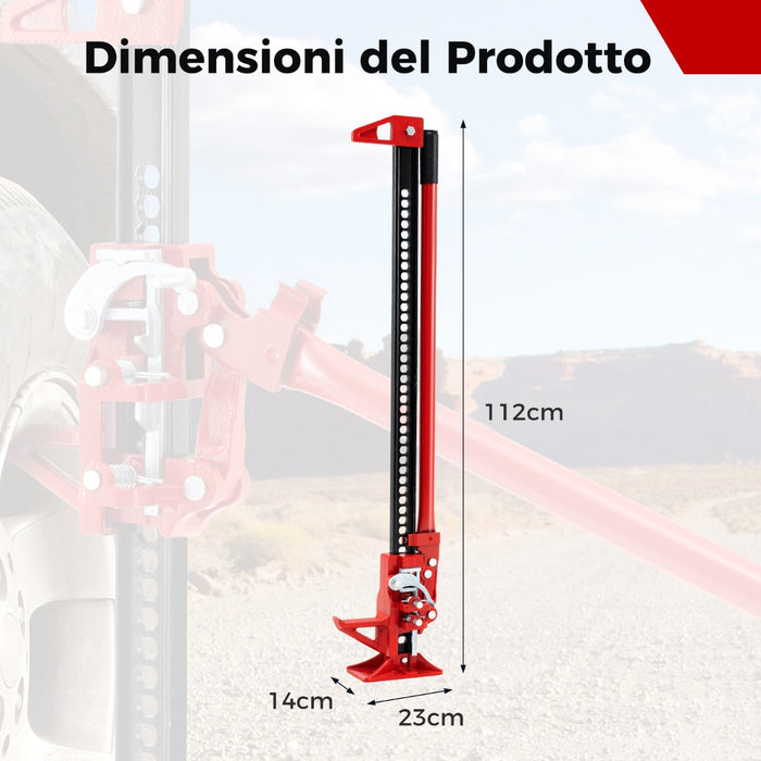 112cm Farm jack con capacit¨¤ di sollevamento di 3000 kg, Cric per auto a cremagliera per camion Quad UTV e SUV Rosso-Accessori per veicoli