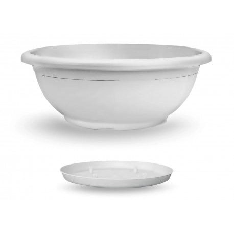CIOTOLA DA 40CM NAXOS CON SOTTOVASO AD INCASTRO VECA VARI COLORI Colore: Bianco