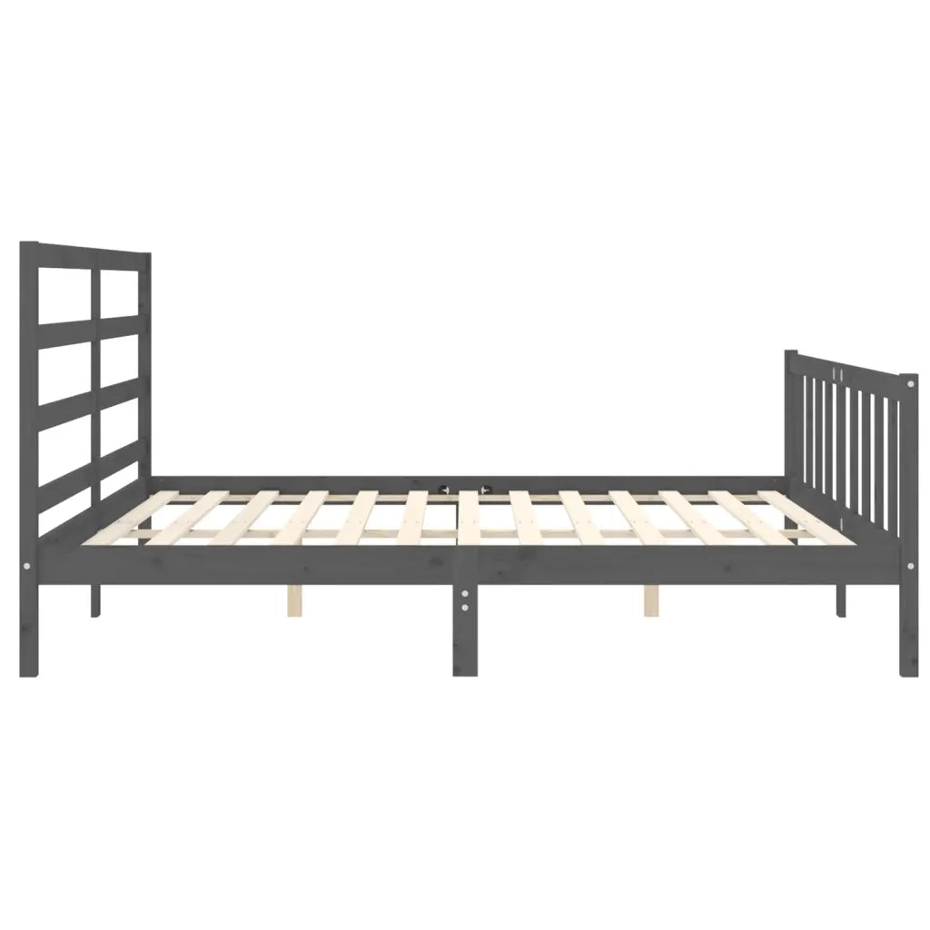 Giroletto con Testiera Grigio 200x200 cm in Legno Massello 3191928