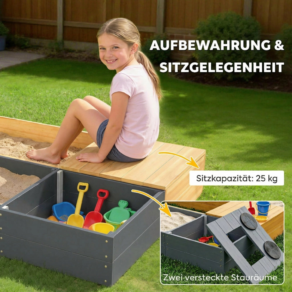 Sandbox 2 Pezzi con Siedibanca e Lavabo Rimovibile ¨C Zephmum ¨C Legno 150x90cm Giallo