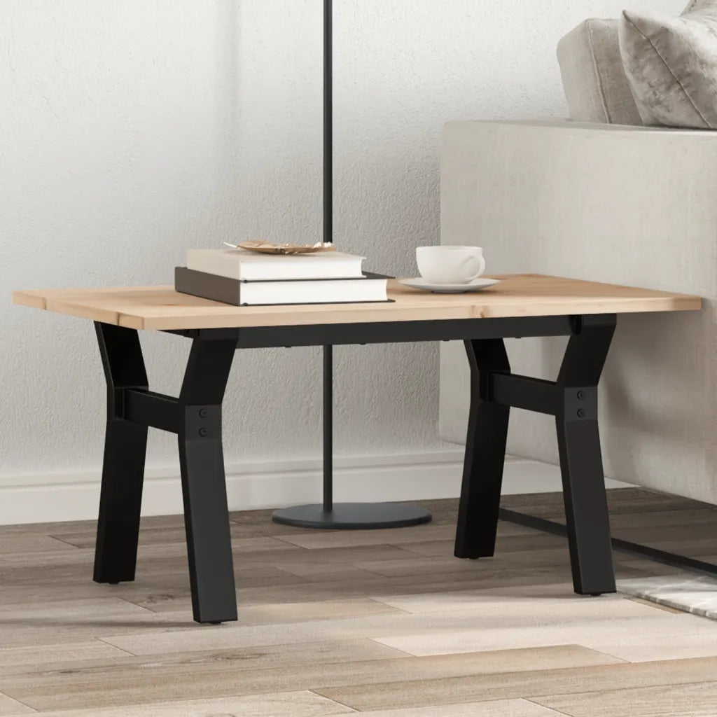 Tavolino da Salotto Telaio a Y 80x50x40 cm Legno Pino e Acciaio