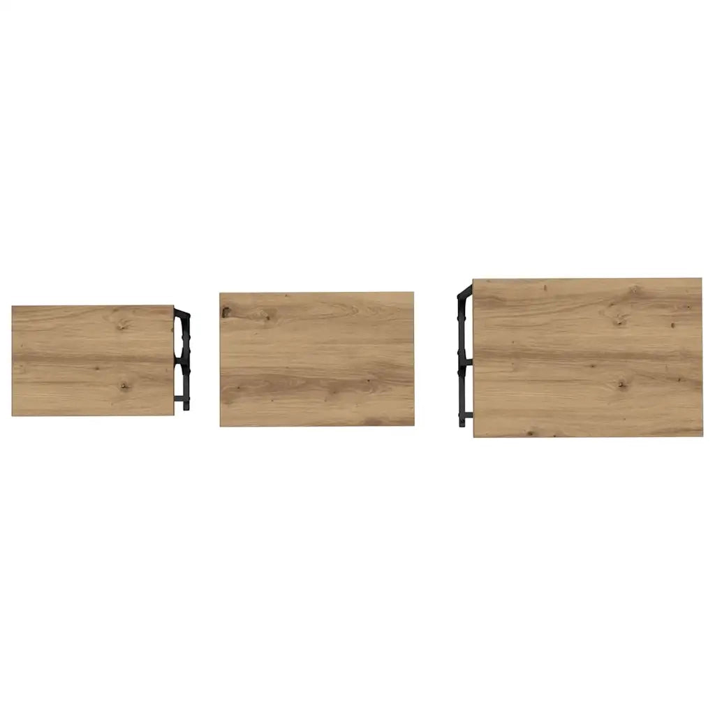 Tavolo da caffè nesting 3 pcs rovere artigianale 883532