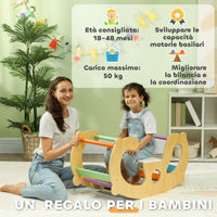 Gioco per Bambini 2 in 1 Arco Montessoriano Sedia a Dondolo 91x41x48 cm in Legno di Pino