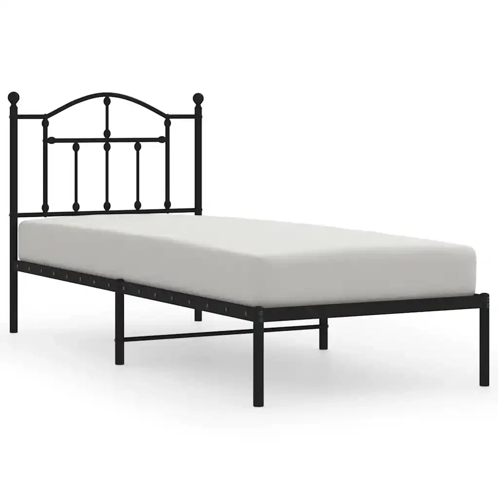 Giroletto con Testiera-Struttura Letto con testiera in Metallo Nero 80x200 cm 884779