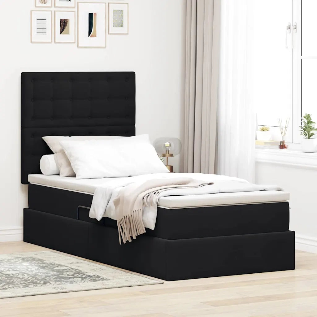 Letto con contenitore e LED con led Nero 90 x 200 cm Velluto 3372761