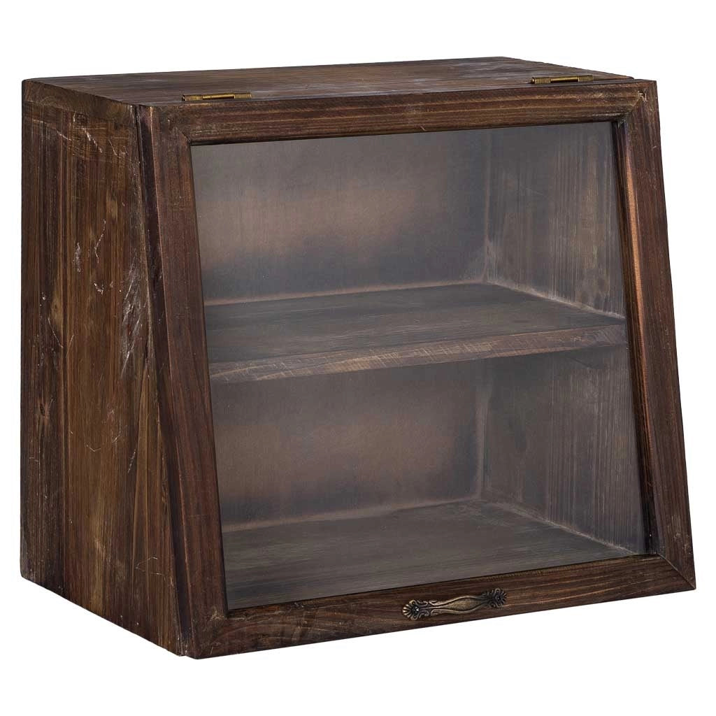 Vetrina in legno con anta a ribalta in vetro e 1 ripiano 40x25x35h cm
