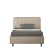 BS COM Letto una piazza e mezza contenitore imbottito 120x190 similpelle tortora