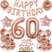 Decorazione di compleanno per donna di 60 anni in rosé oro - Set di decorazioni per compleanno - Compleanno 60 anni - Decorazione di compleanno per donna - Decorazione di compleanno donna (60)