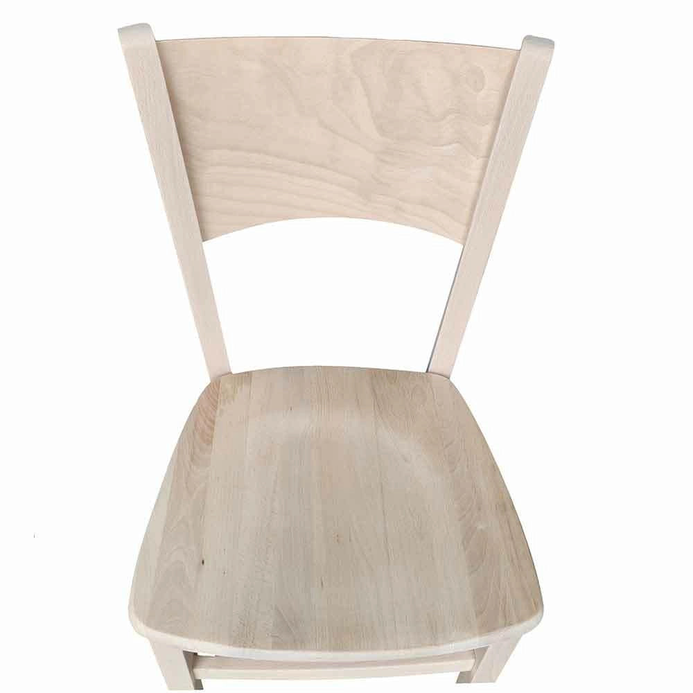 Sedia in legno Lucy grezza da verniciare con seduta in legno massello