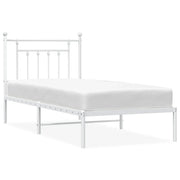 Letto singolo | Letto per adulti | Giroletto con Testiera Metallo Bianco 90x190 cm