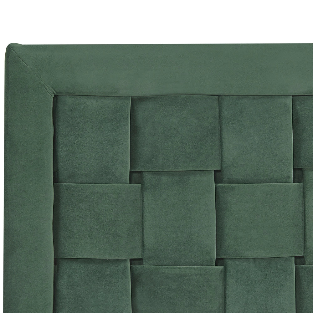 Letto imbottito 180 x 200 cm verde testiera velluto gambe dorate
