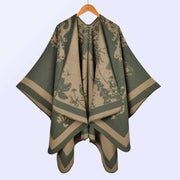 Sciarpa/stola da donna in stile vintage, ampia, jacquard, calda, con spacco.