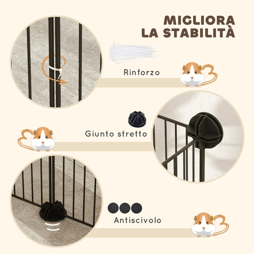 Recinto per Animali Modulabile ¨C zephmum ¨C Nero, Metallo e ABS, 140x70x35 cm