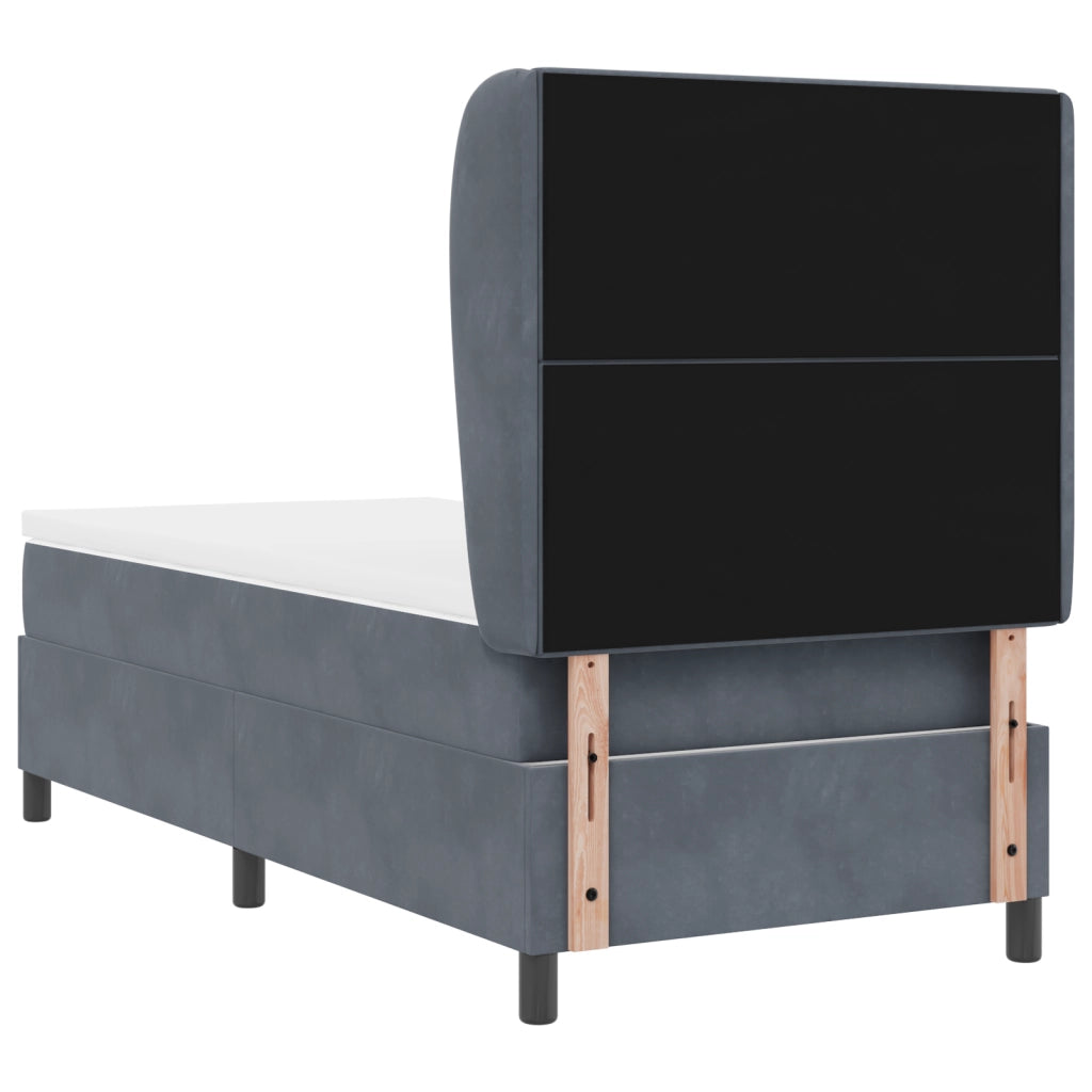 Letto Box Spring con Materasso Grigio Scuro 90x190 cm Velluto