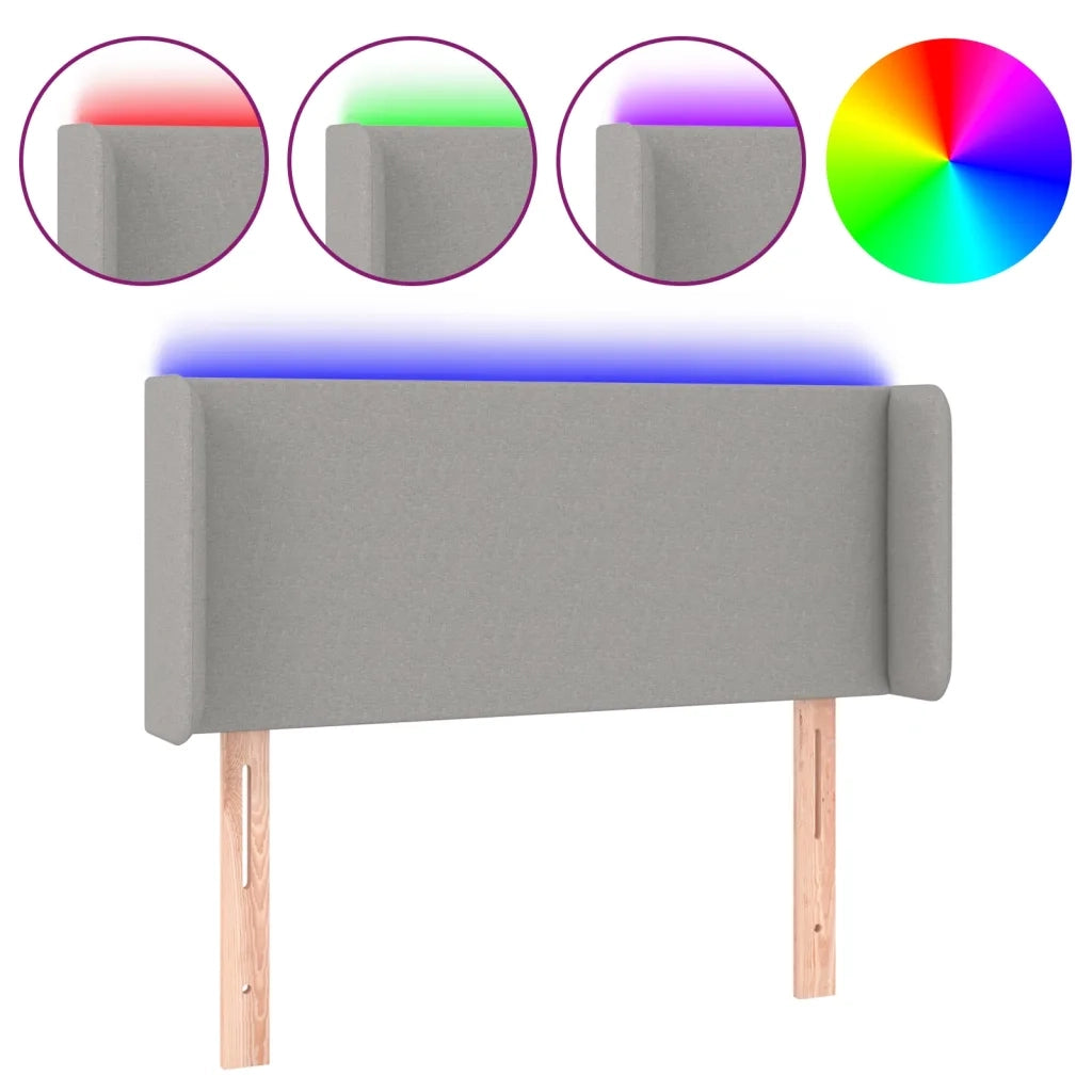 Testiera-Testata Decorativa Grigio Chiaro a LED 93x16x78/88 cm in Tessuto 600120