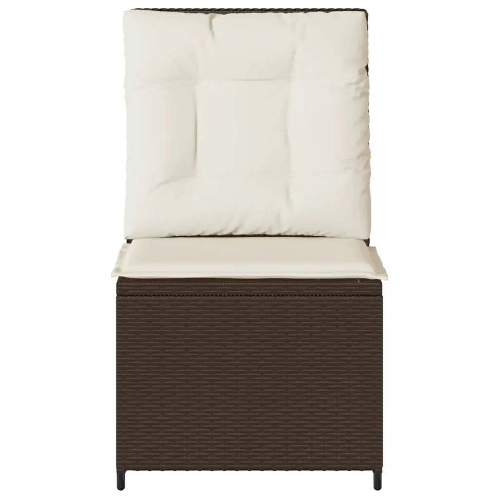 Divano Reclinabile da Giardino con Cuscini Marrone Polyrattan 368974