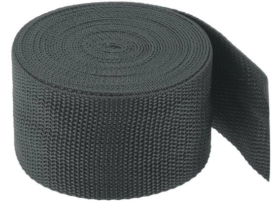 Cinturone di Corda Leggero - Polipropilene - 2 pollici - 5 Yard - Cinturino per Borsa - Grigio Scuro - Per Uso Esterno - Cinturino per Borsa
