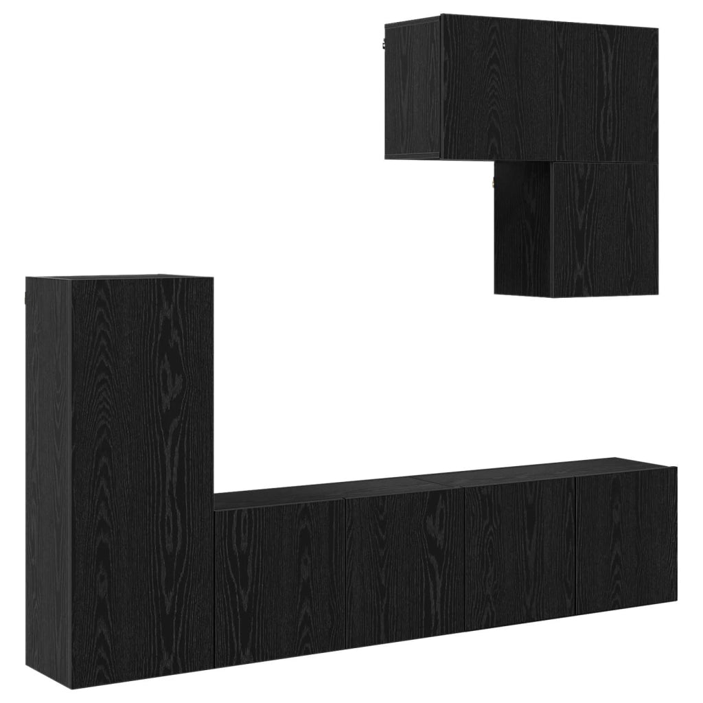 Unità TV da Parete 5 pcs Rovere Nero Legno multistrato 3402769
