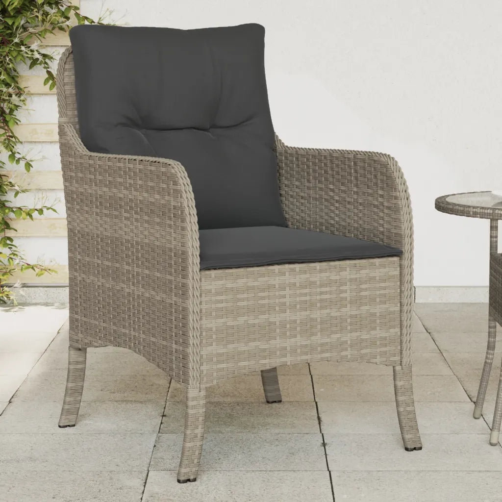 Sedie da Giardino con Cuscini 2 pz | Sedie da Esterno Grigio Chiaro in Polyrattan