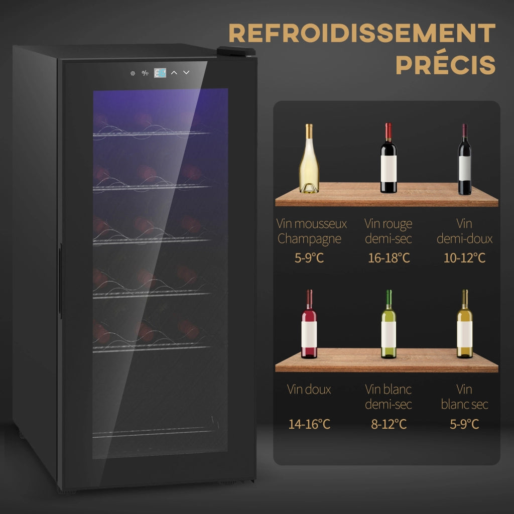 Cantinetta per vini 18 bottiglie 50L ¨C zephmum ¨C nero, con luce LED