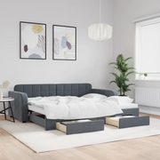 Divano Letto Estraibile Cassetti-Sofa Letto-Daybed Grigio Scuro 90x200cm Velluto 761341